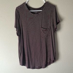 Maroon Striped American Eagle Tee